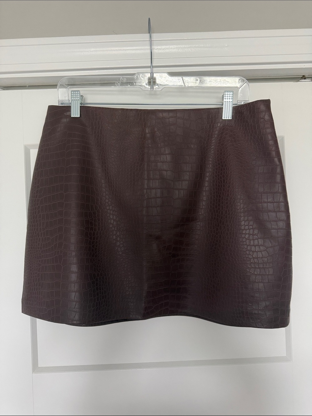 Abercrombie and Fitch Snakeskin Print Leather Skirt in Brown